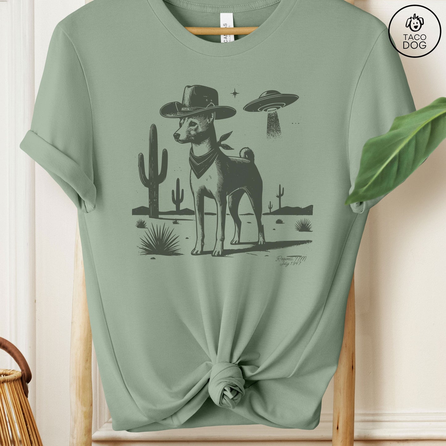 Basenji Cowboy Ink Space UFO T-Shirt