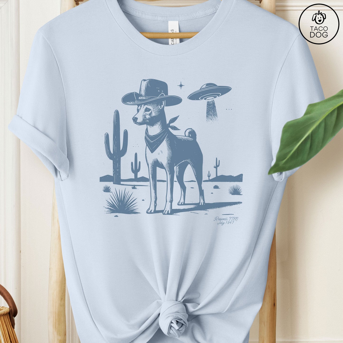 Basenji Cowboy Ink Space UFO T-Shirt