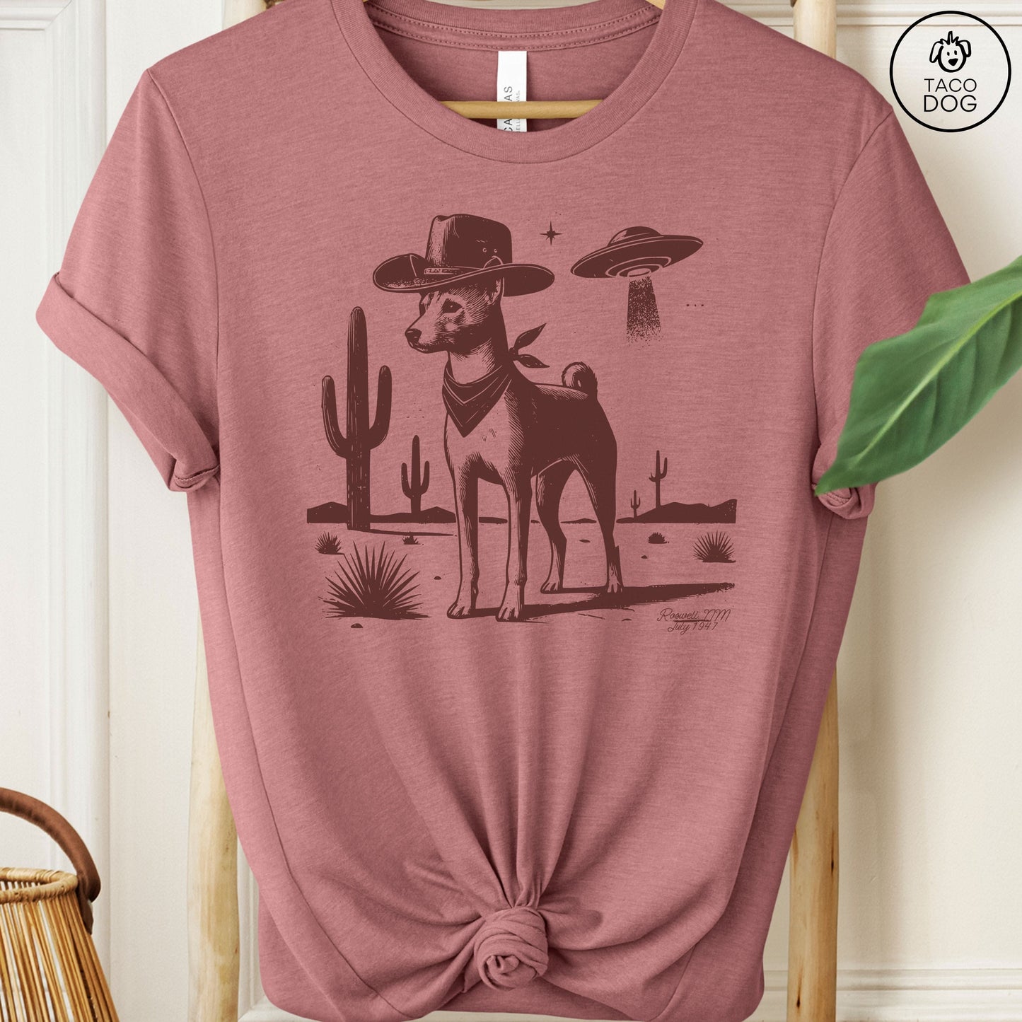 Basenji Cowboy Ink Space UFO T-Shirt