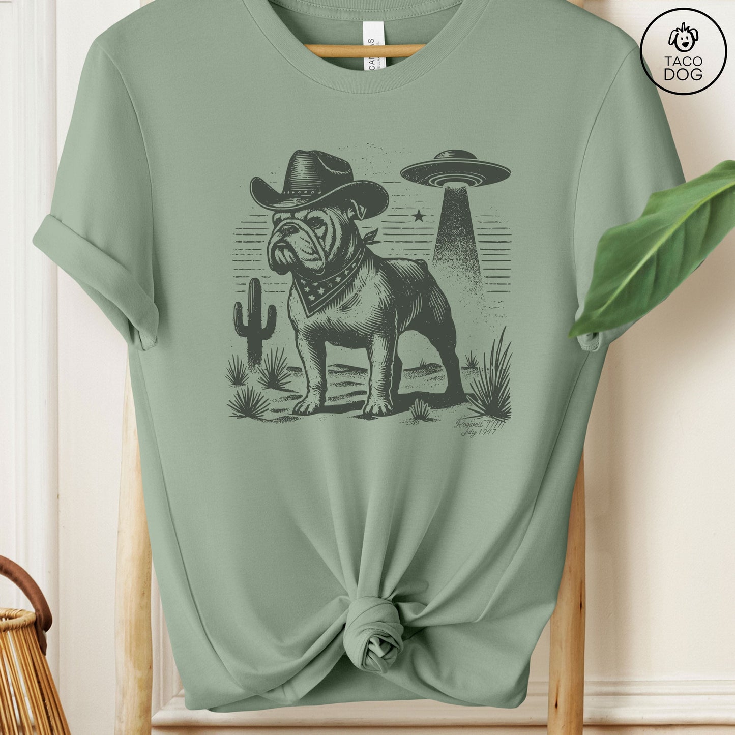 Bulldog Cowboy Ink Space UFO T-Shirt