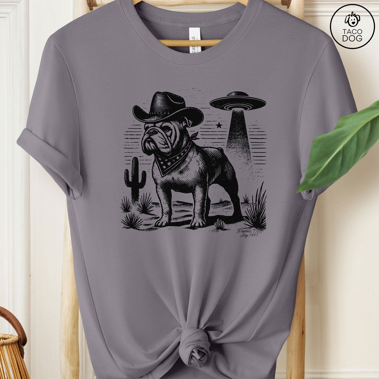 Bulldog Cowboy Ink Space UFO T-Shirt