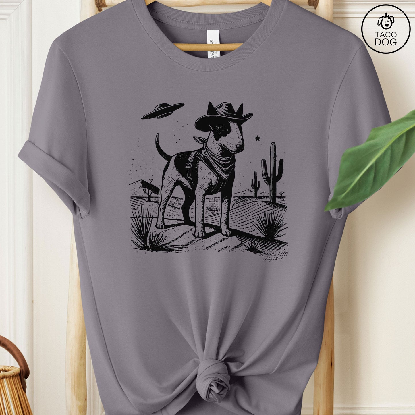 Bull Terrier Bully Cowboy Ink Space UFO T-Shirt