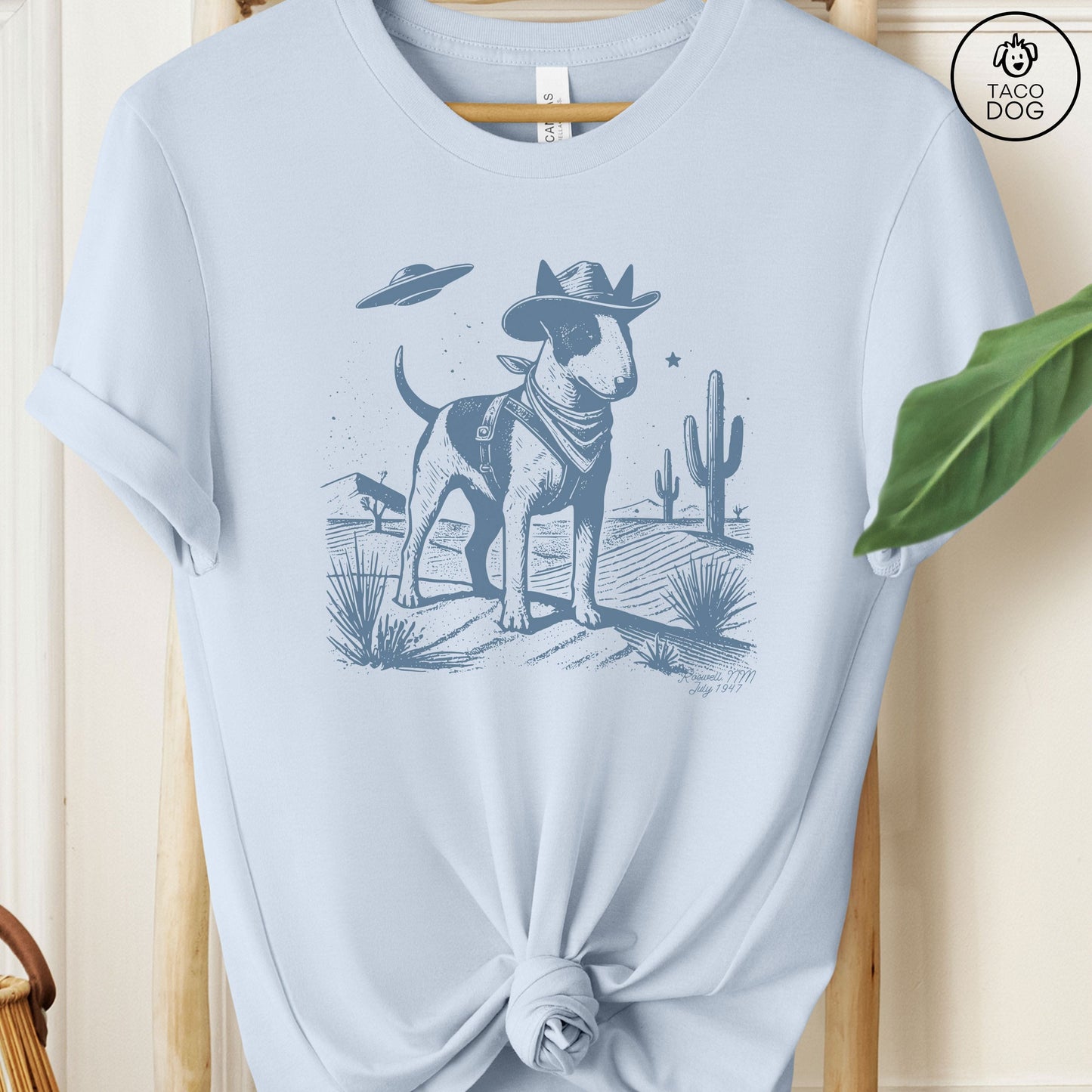 Bull Terrier Bully Cowboy Ink Space UFO T-Shirt