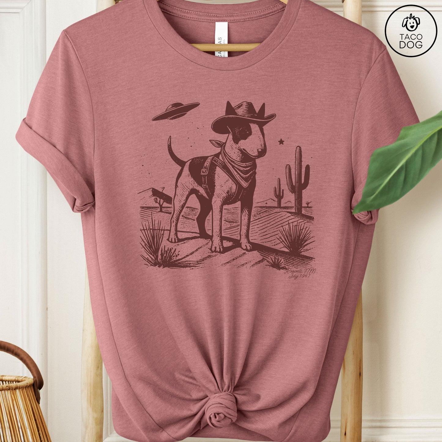 Bull Terrier Bully Cowboy Ink Space UFO T-Shirt