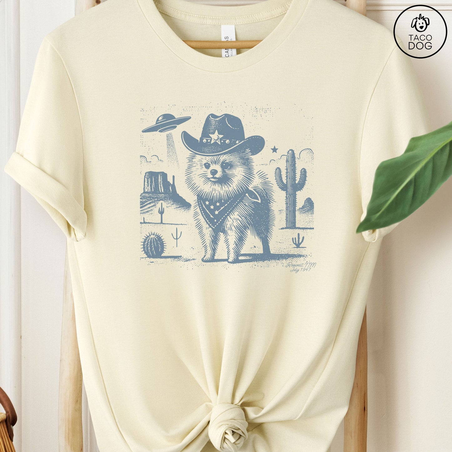 Pomeranian Pom Cowboy Ink Space UFO T-Shirt