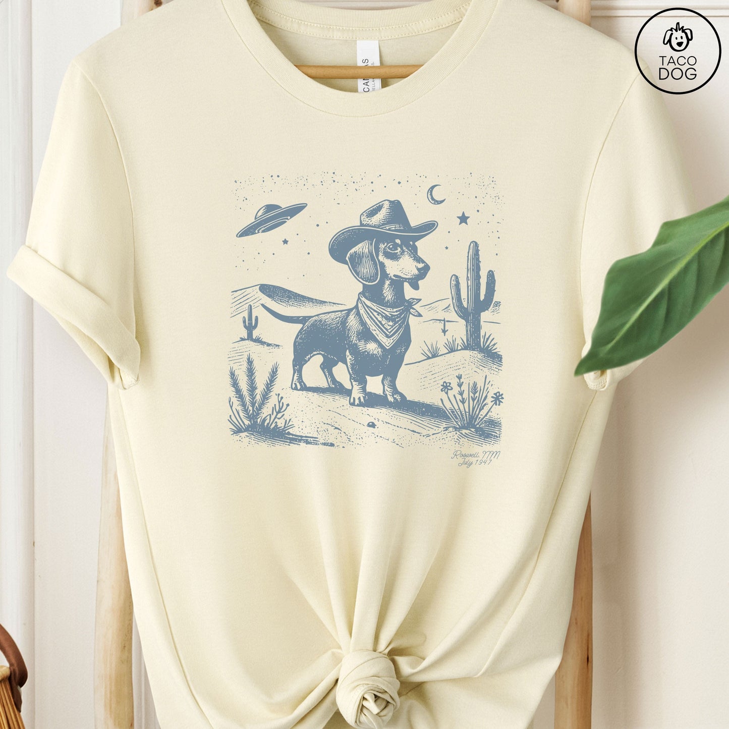 Dachshund Wiener Dog Ink Space Cowboy UFO T-Shirt Weenie