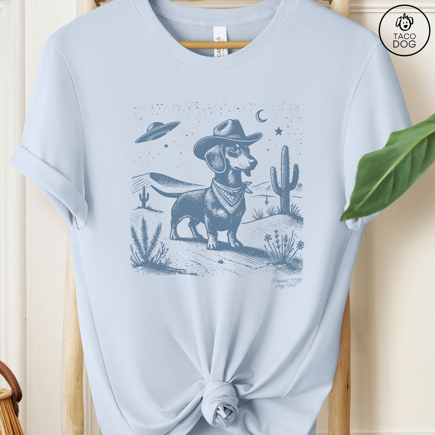 Dachshund Wiener Dog Ink Space Cowboy UFO T-Shirt Weenie