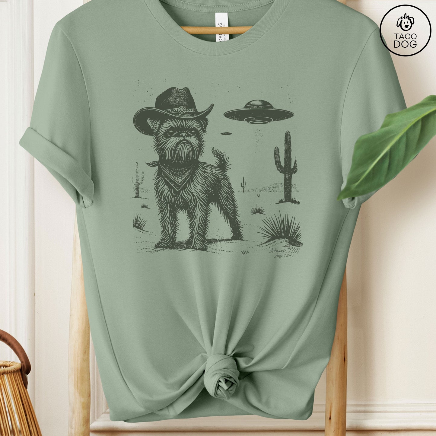 Brussels Griffon Griff Ink Space Cowboy UFO T-Shirt