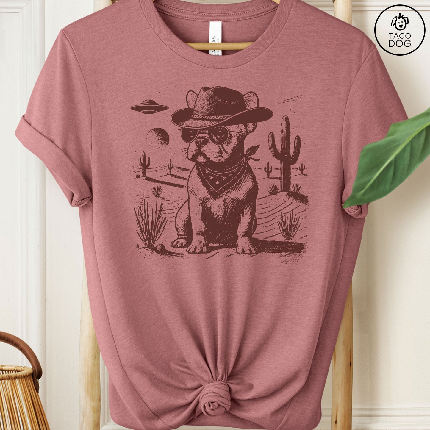 Frenchie French Bulldog Ink Space Cowboy UFO T-Shirt