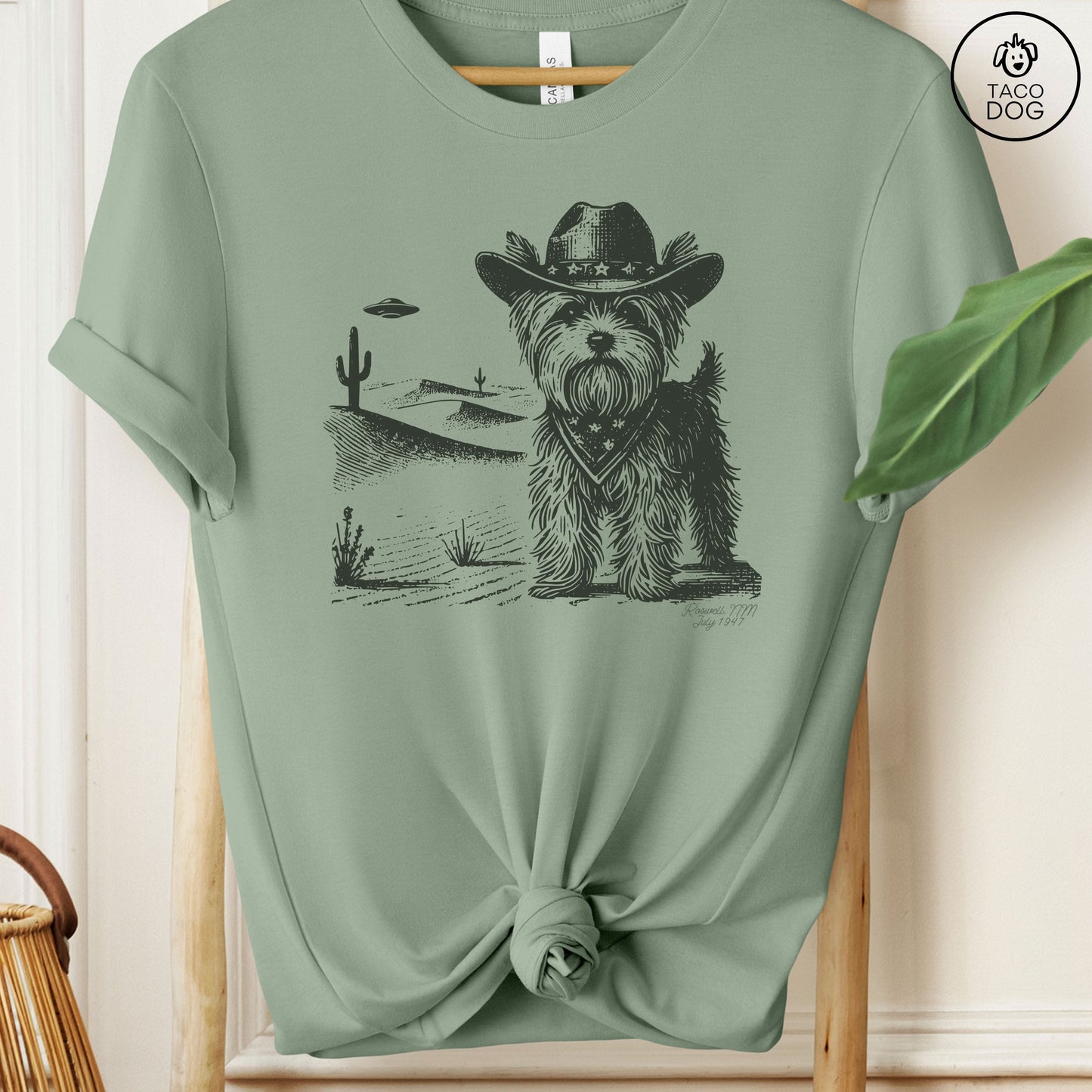 Yorkie Yorkshire Terrier Ink Space Cowboy UFO T-Shirt