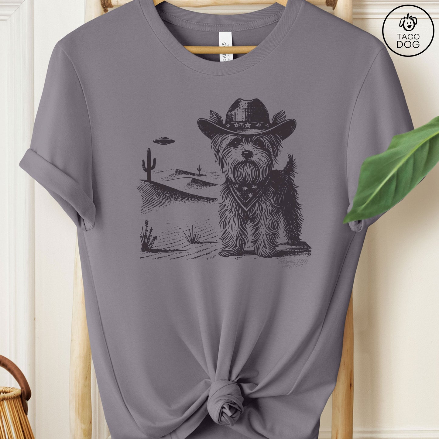 Yorkie Yorkshire Terrier Ink Space Cowboy UFO T-Shirt