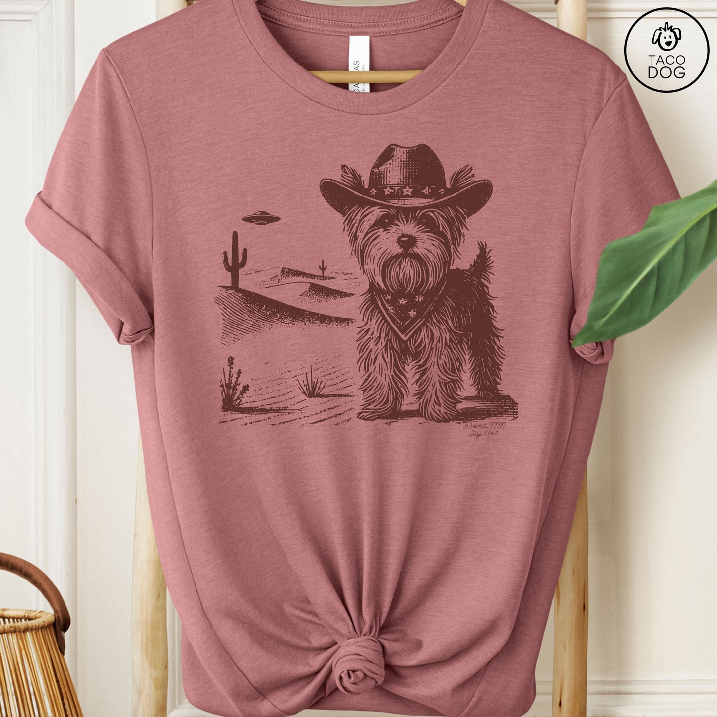 Yorkie Yorkshire Terrier Ink Space Cowboy UFO T-Shirt