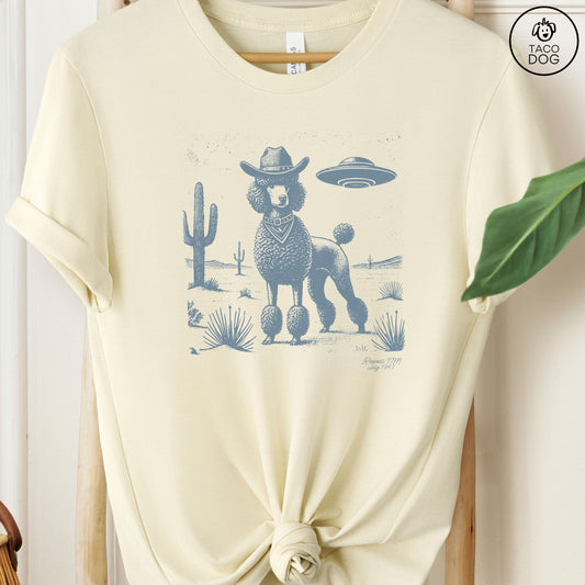 Poodle Cowboy Ink Space Cowboy UFO T-Shirt Natural Taco-Dog