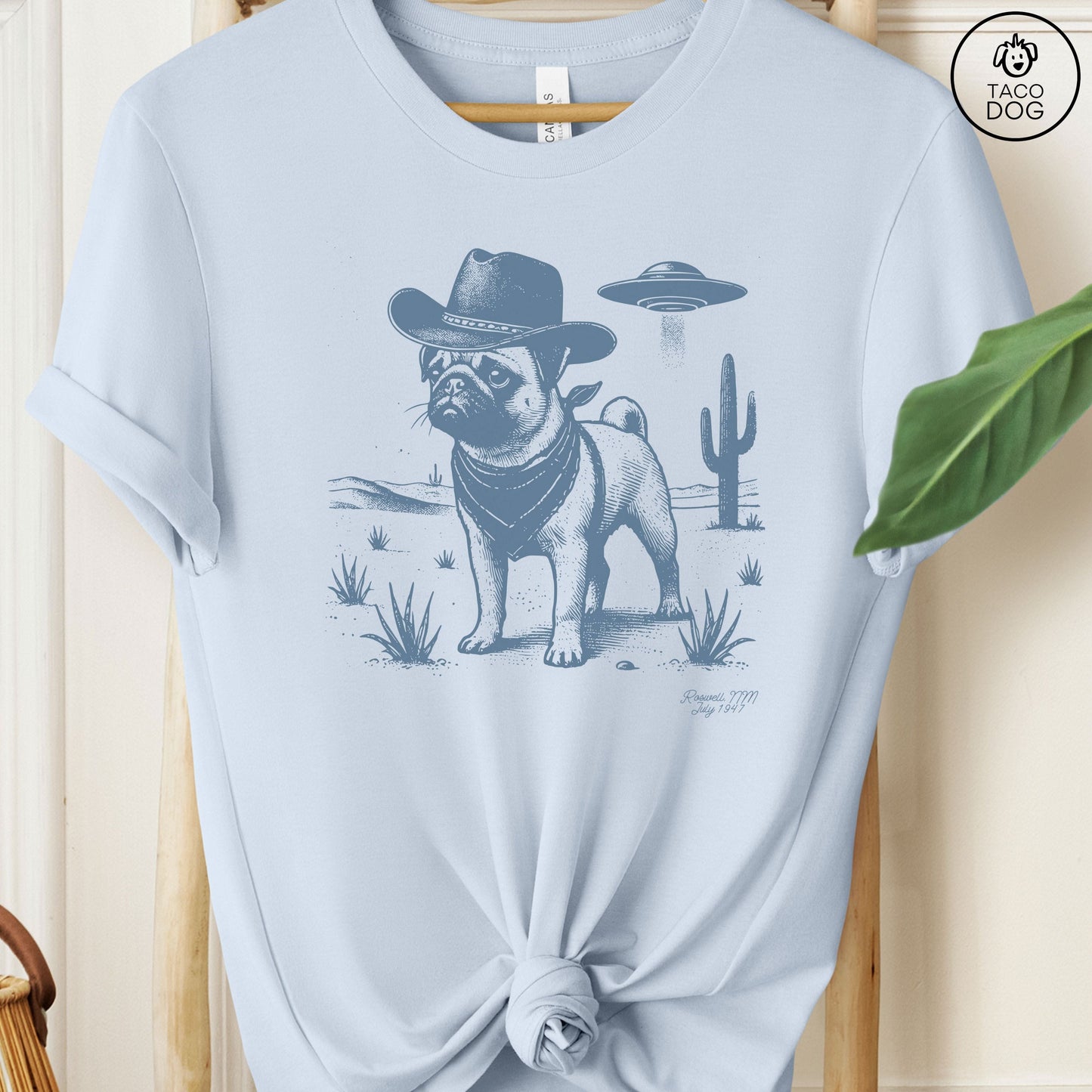 Pug Cowboy Ink Space Cowboy UFO T-Shirt