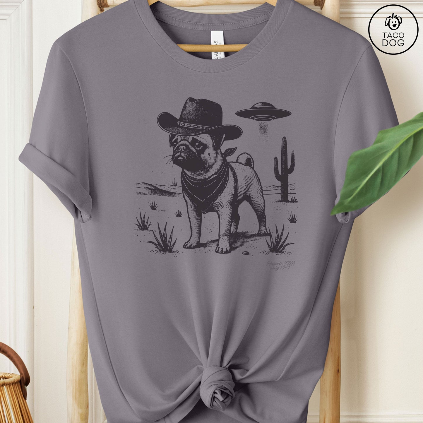 Pug Cowboy Ink Space Cowboy UFO T-Shirt
