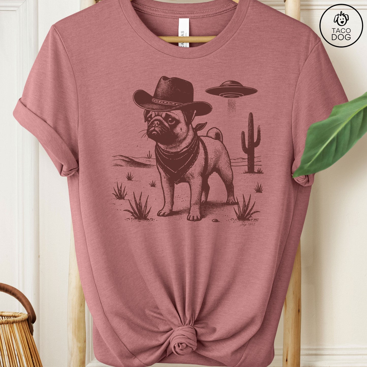 Pug Cowboy Ink Space Cowboy UFO T-Shirt