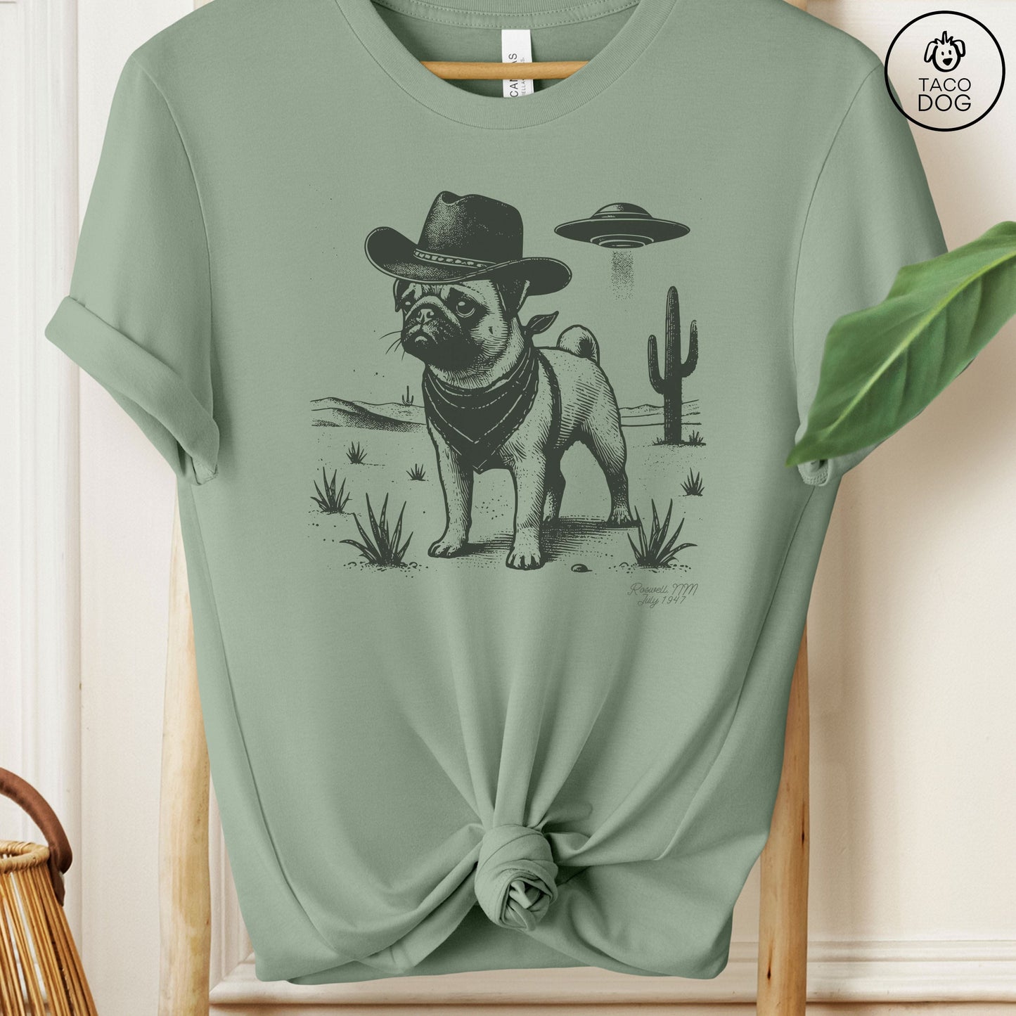 Pug Cowboy Ink Space Cowboy UFO T-Shirt