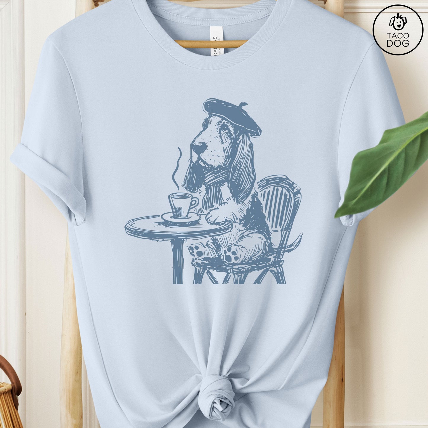 Basset Hound France Paris Cafe Coffee T-Shirt