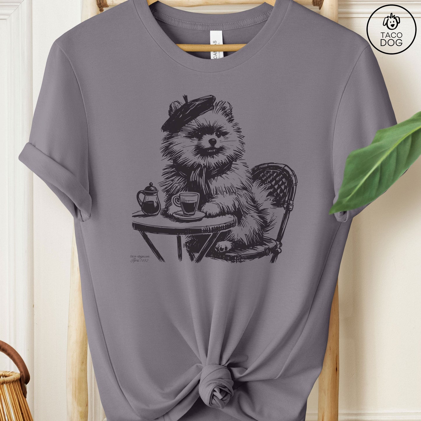 Pomeranian Paris France Coffee T-Shirt