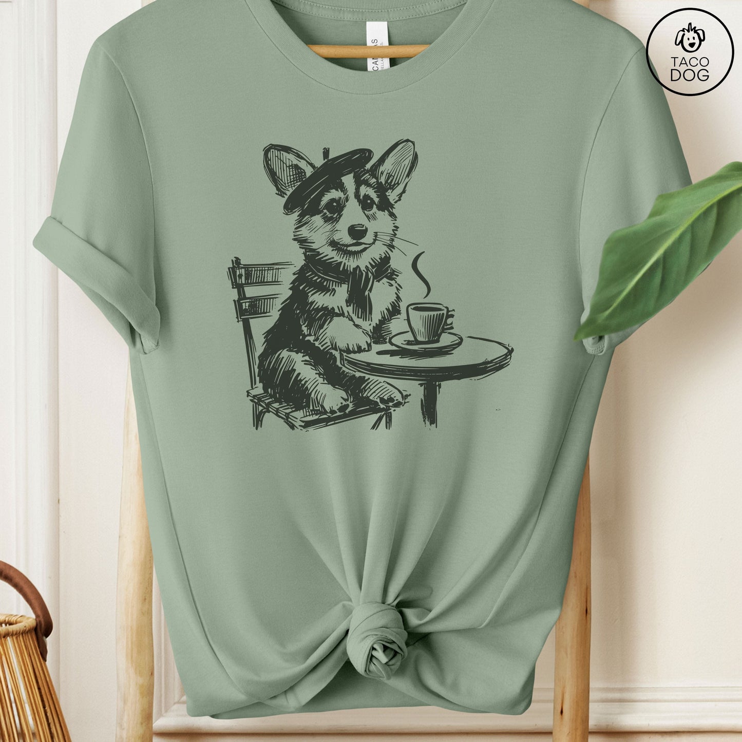 Corgi Paris France Coffee T-Shirt