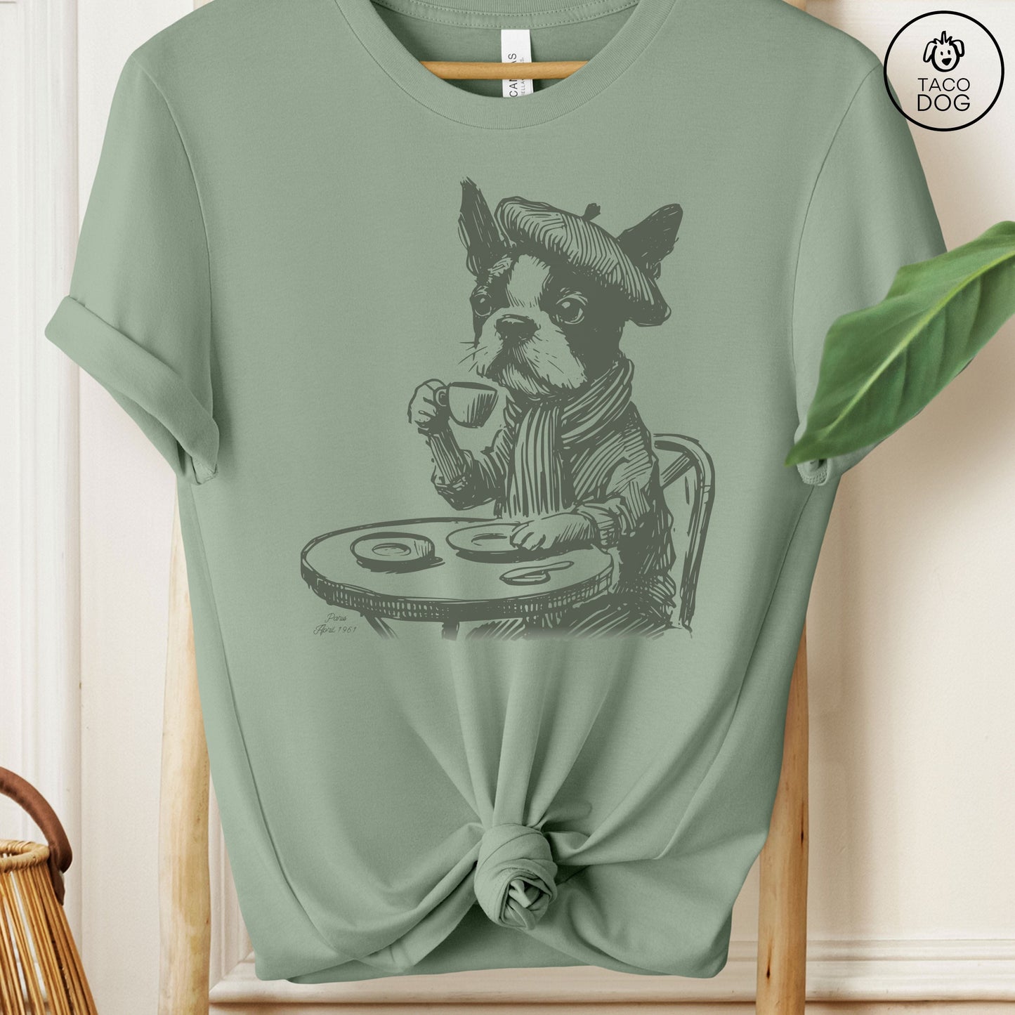 Boston Terrier France Paris Coffee T-Shirt