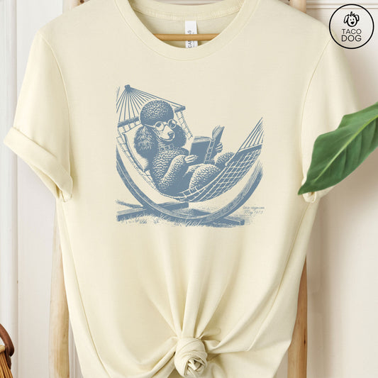 Poodle Hammock Poodle Reading T-Shirt Natural Taco-Dog