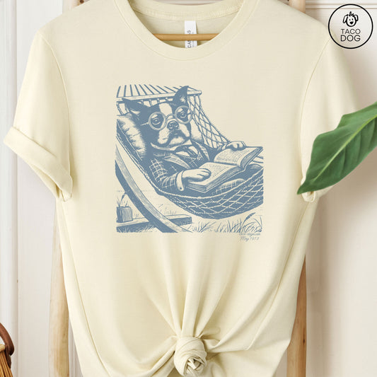 Boston Terrier Hammock T-Shirt Natural Taco-Dog
