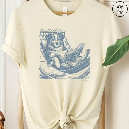Aussie Australian Shepherd Hammock T-Shirt Natural Taco-Dog
