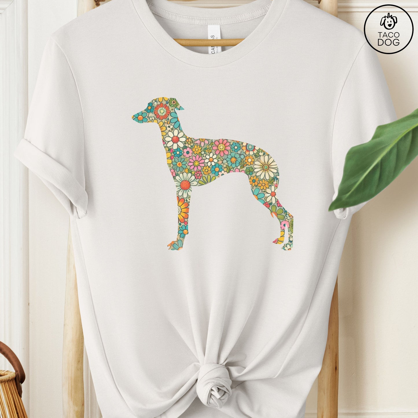 Dachshund Doxie Wiener Dog Weenie Silhouette Flowers Floral T-Shirt