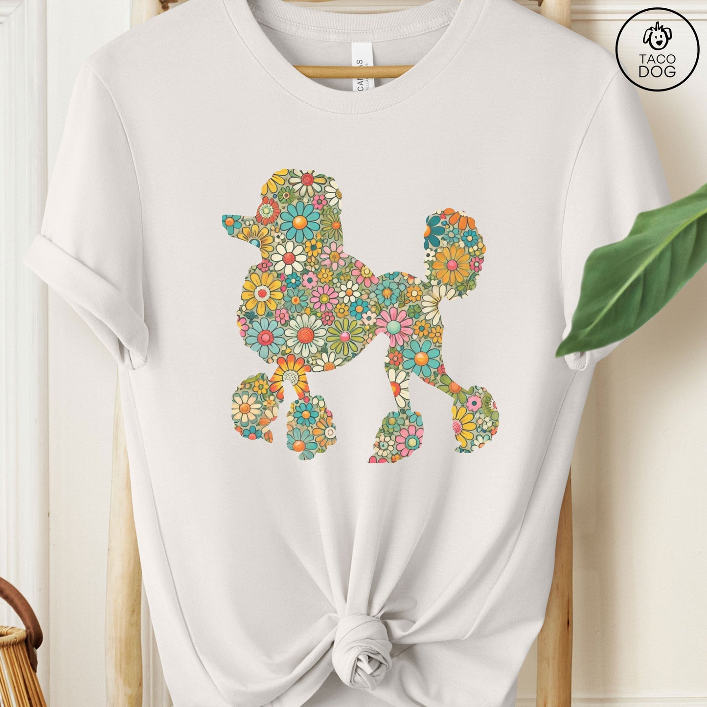 Poodle Silhouette Flowers Floral T-Shirt