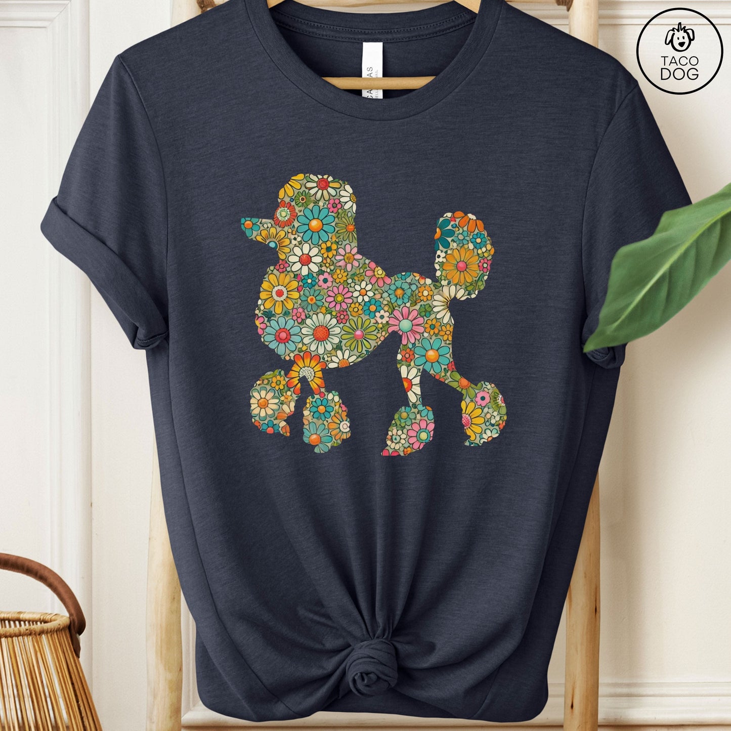 Poodle Silhouette Flowers Floral T-Shirt