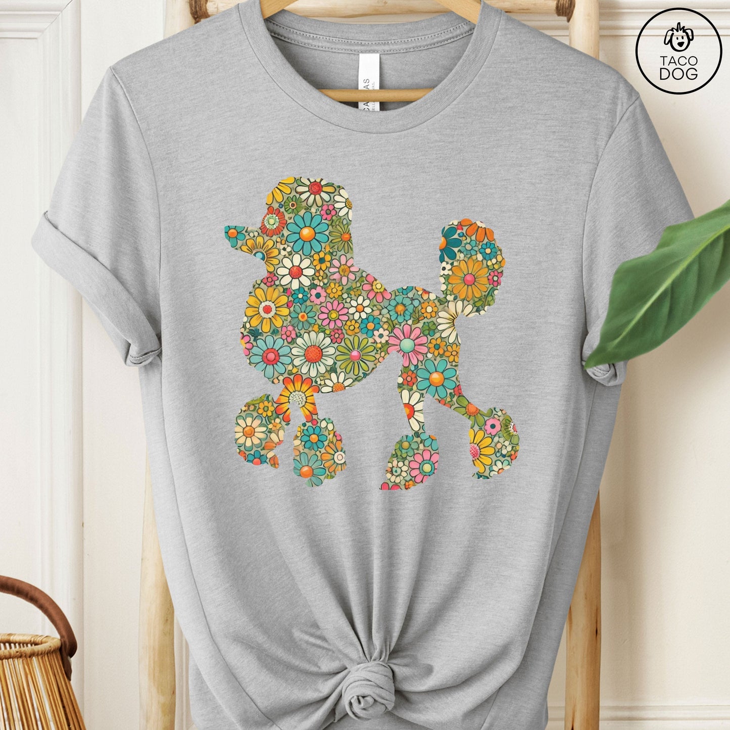 Poodle Silhouette Flowers Floral T-Shirt