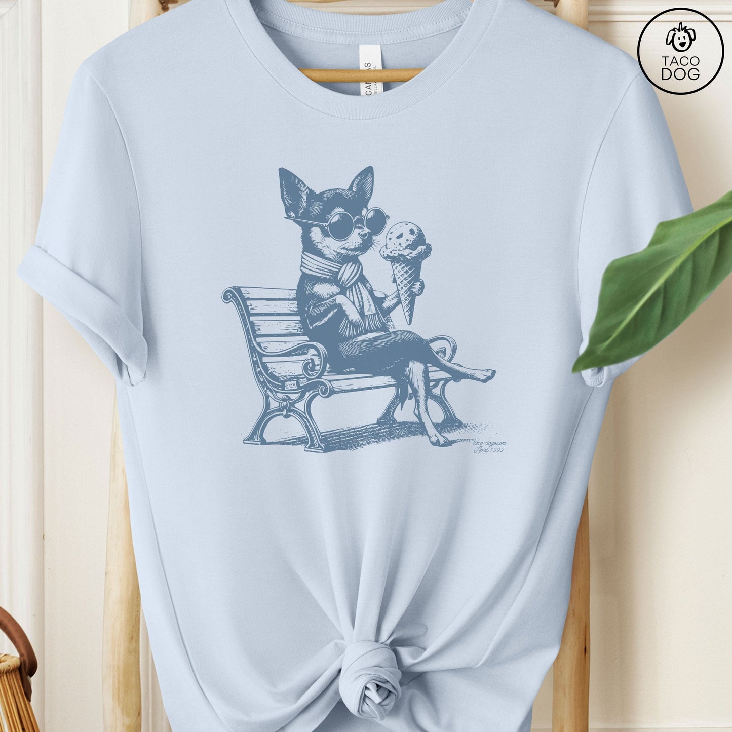 Chihuahua Ice Cream T-Shirt Light Blue Taco-Dog