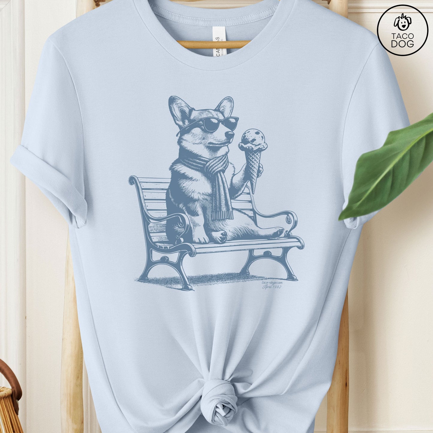 Corgi Ice Cream T-Shirt Light Blue