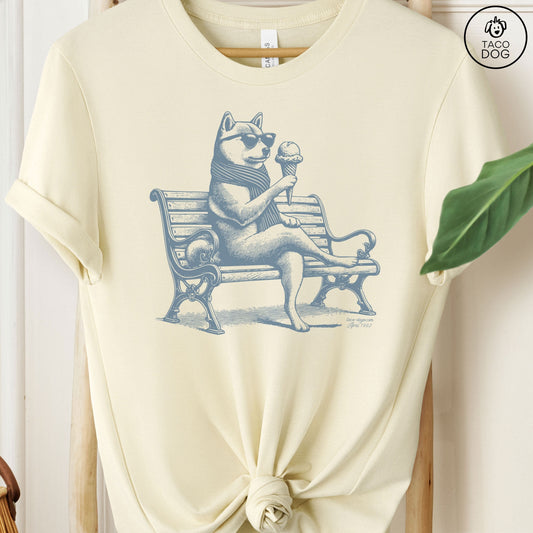 Shiba Inu Ice Cream T-Shirt Natural Taco-Dog