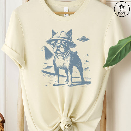 Boston Terrier Pyramid Egypt T-Shirt Natural Taco-Dog