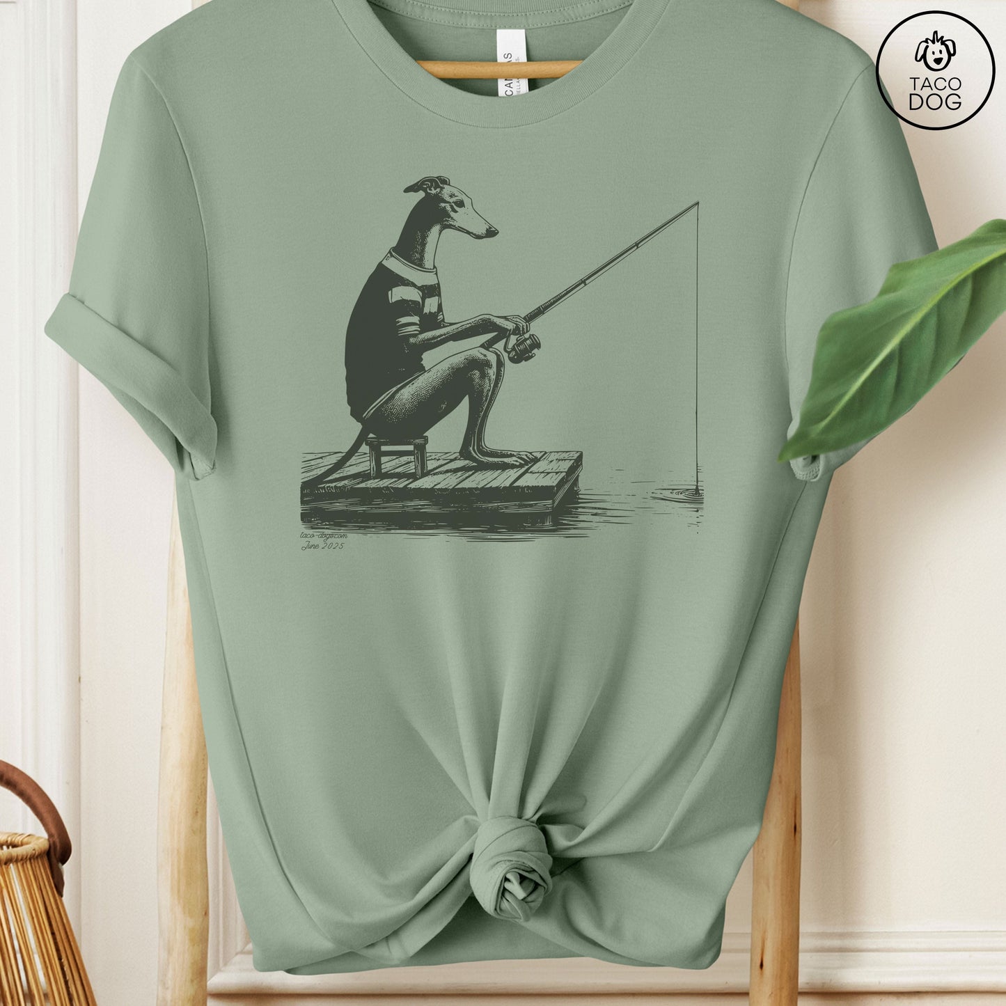 Greyhound Whippet Italian Greyhound Iggy Fishing T-Shirt
