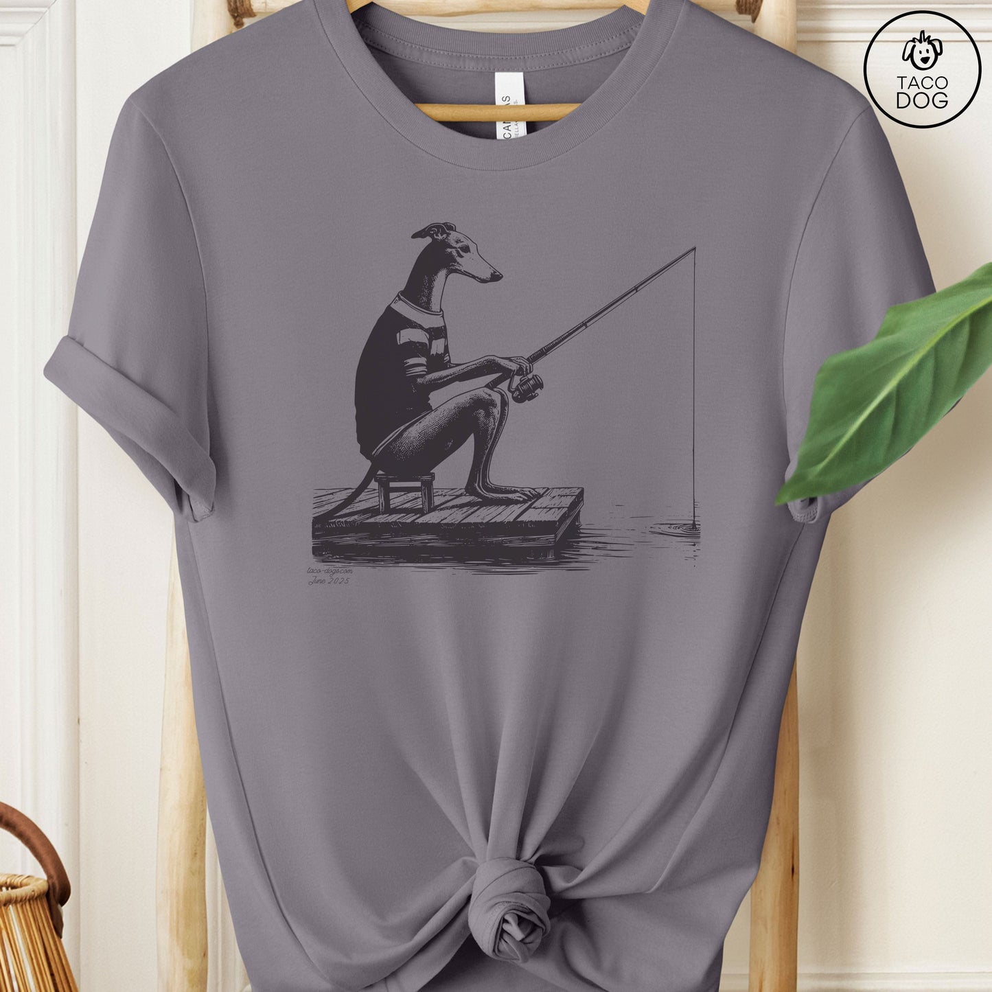 Greyhound Whippet Italian Greyhound Iggy Fishing T-Shirt