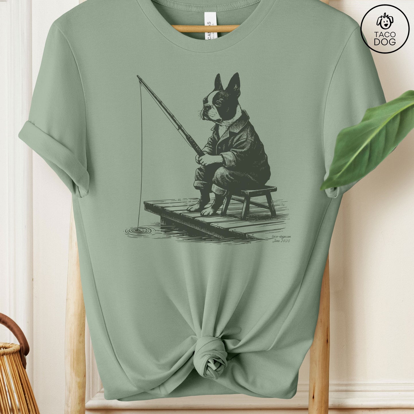 Boston Terrier Fishing T-Shirt