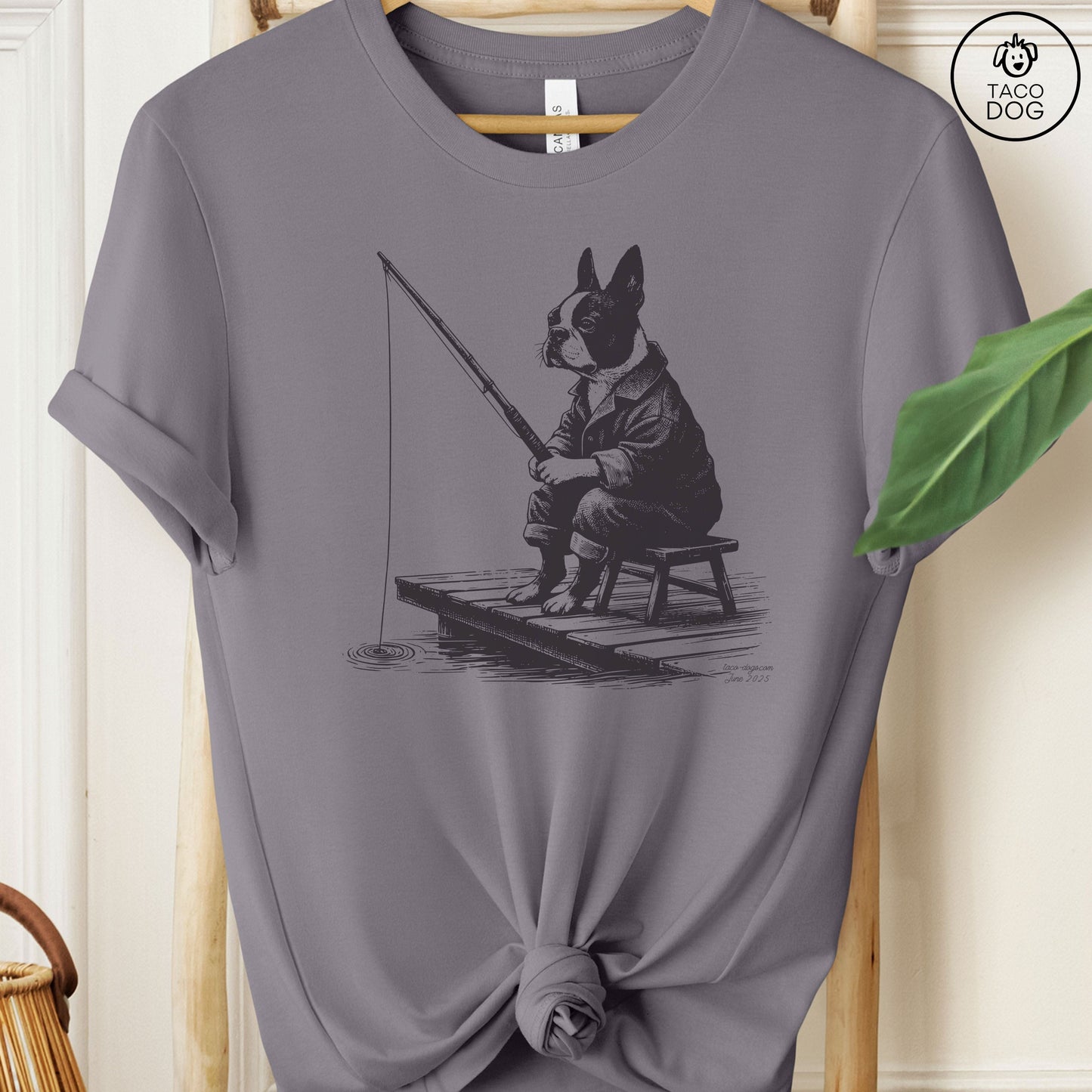 Boston Terrier Fishing T-Shirt