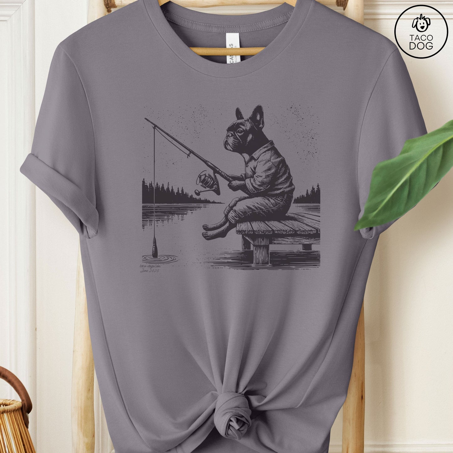 Frenchie French Bulldog Fishing T-Shirt