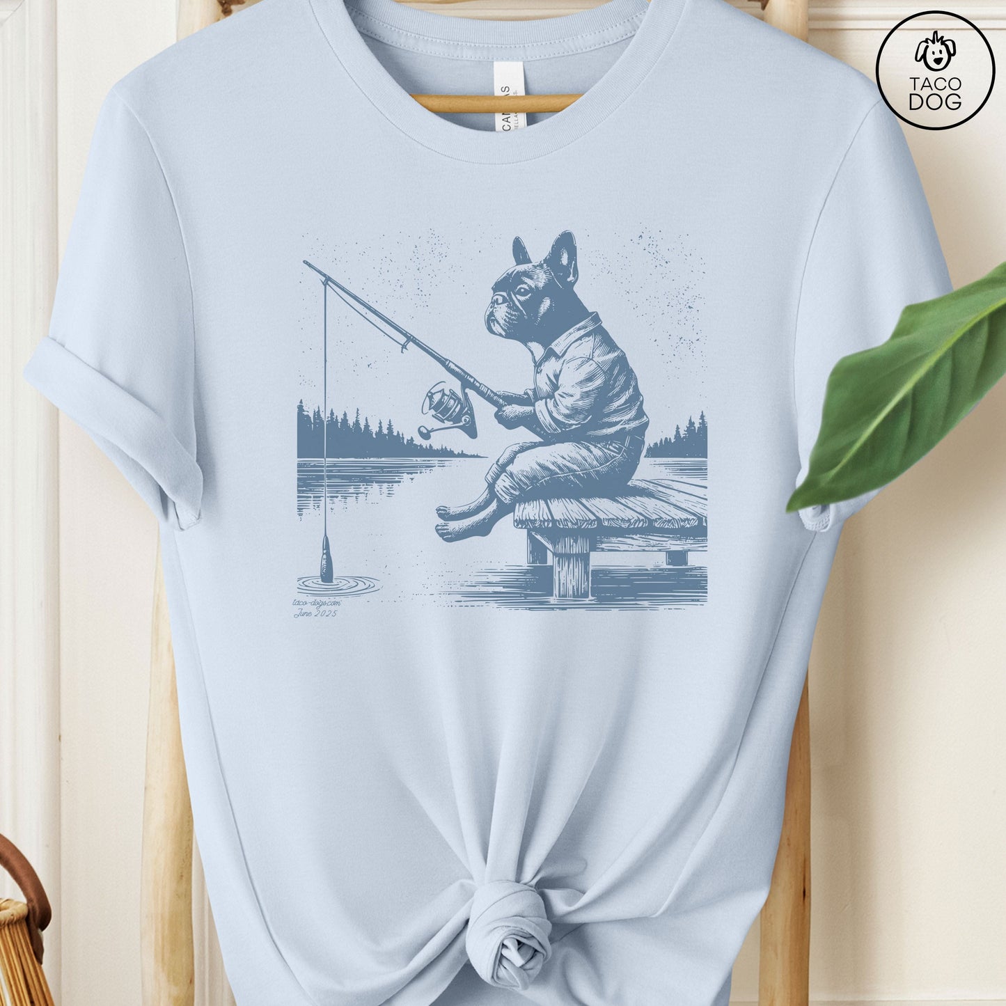 Frenchie French Bulldog Fishing T-Shirt