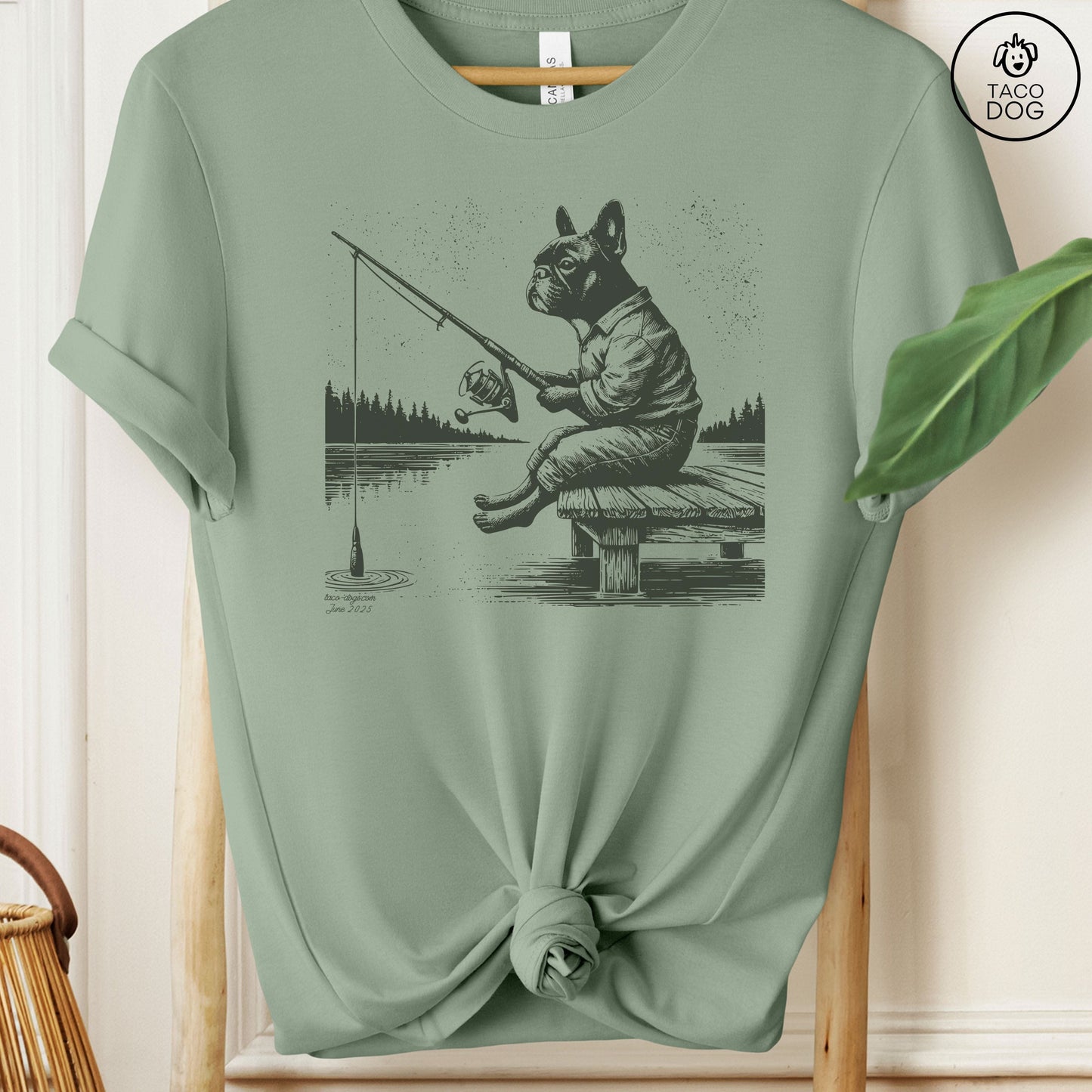 Frenchie French Bulldog Fishing T-Shirt