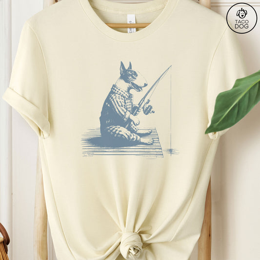 Bully Bull Terrier Fishing T-Shirt Natural Taco-Dog