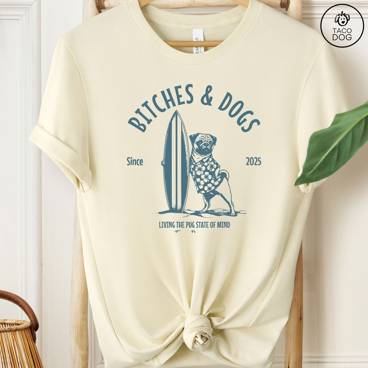 Bitches & Dogs Pug Surf T-Shirt