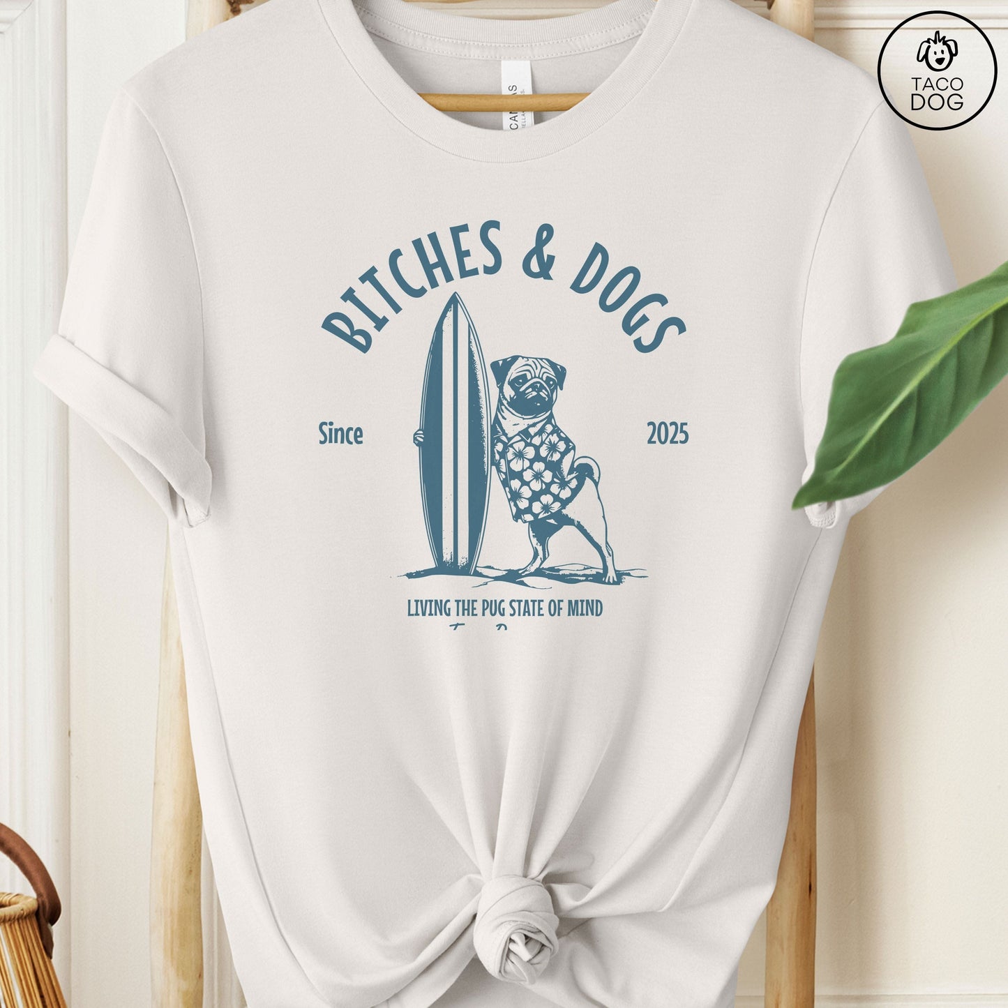 Bitches & Dogs Pug Surf T-Shirt