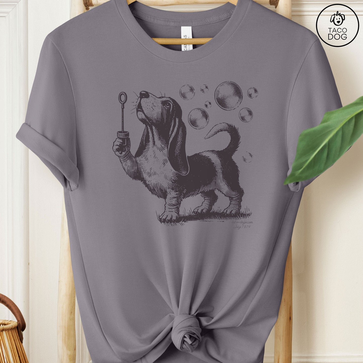Basset Hound Ink Drawing Bubbles T-Shirt