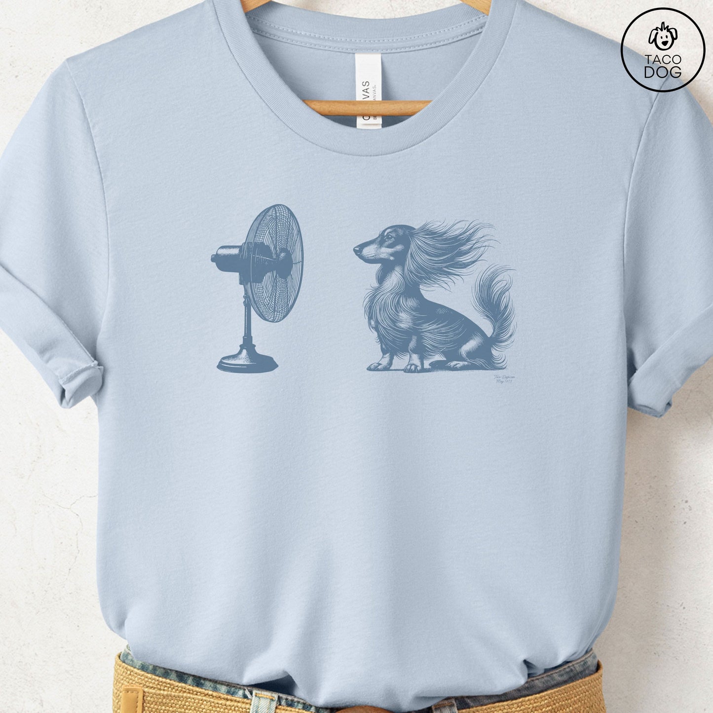 Dachshund Doxie Wiener Dog Fan T-Shirt Light Blue Taco-Dog