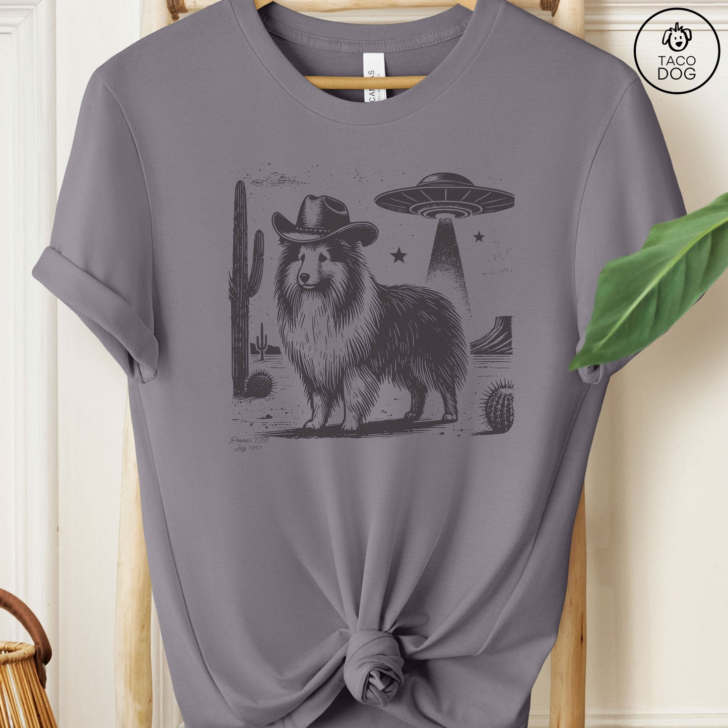 Sheltie Shetland Sheepdog Cowboy Ink Space Cowboy UFO T-Shirt