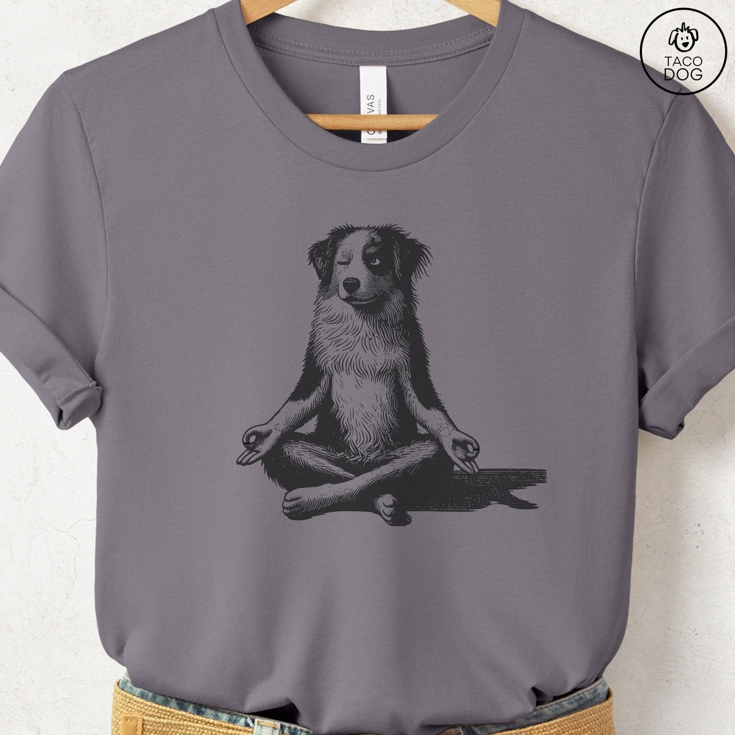 Australian Shepherd Aussie Meditate Yoga T-Shirt